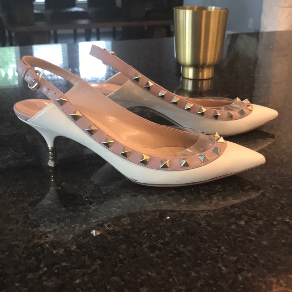 Valentino Garavani White Studded Heels - Picture 2 of 6